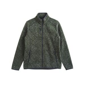 Elevate Fleece Jacket Women Large Green Heathered Full Zip Thumbhole Gorpcore